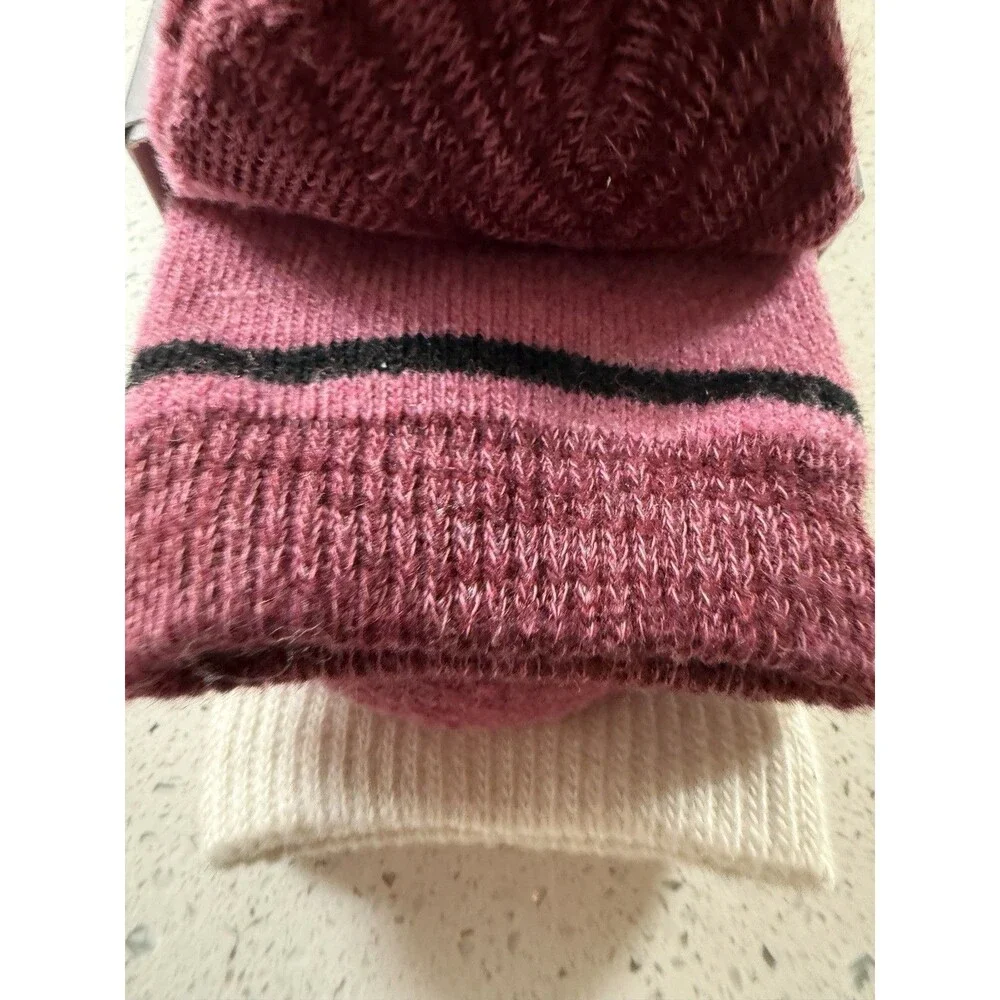Luxe Cashmere Blend Ladies Reindeer Socks Ivory Pink 2 Pair Stocking Stuffer